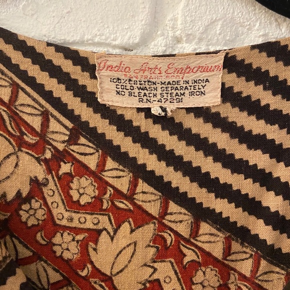 Vintage Border Print Cotton Dress Medium - Picture 2 of 5